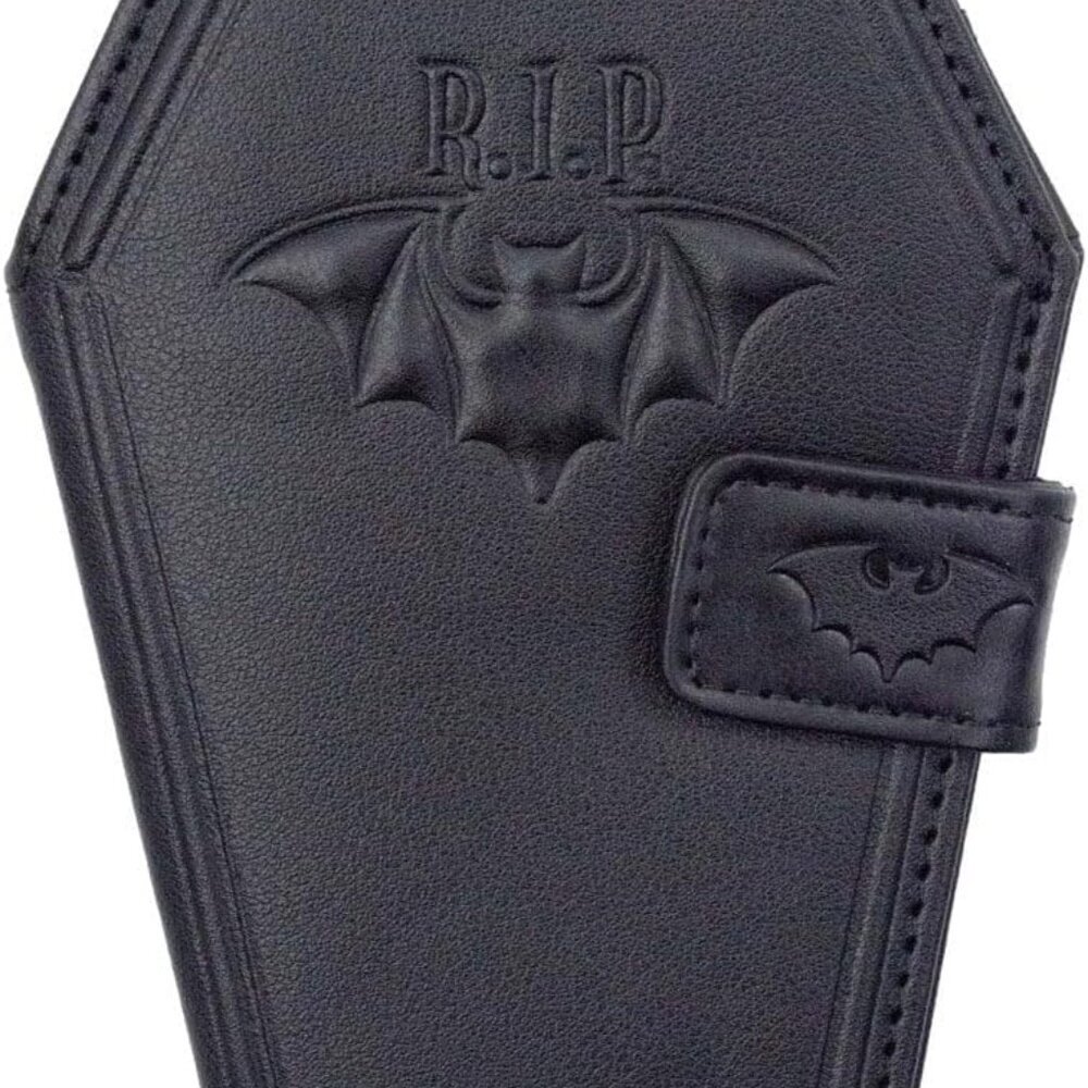 Gothic Embossed RIP Bat Spooky Coffin Wallet